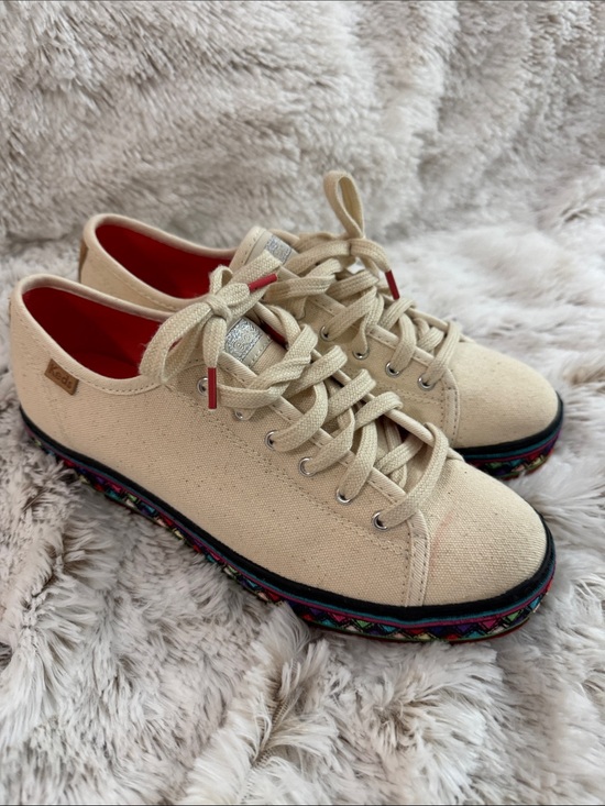 Keds Shoes - Keds Natural Canvas Sneakers with Multicolor Tribal Trim and additional lacesNWT